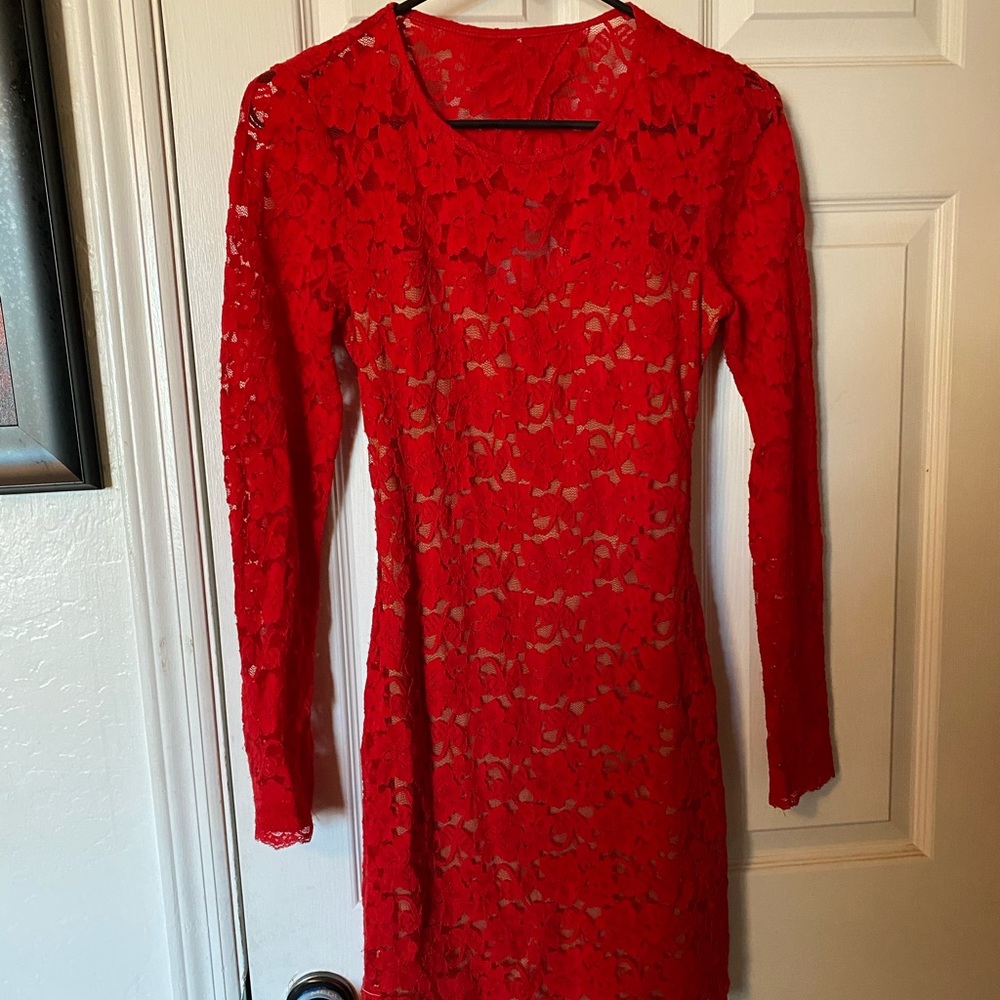 Express red lace dress